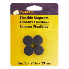 a pack of magnets that are black and yellow with the words, flexible magnets