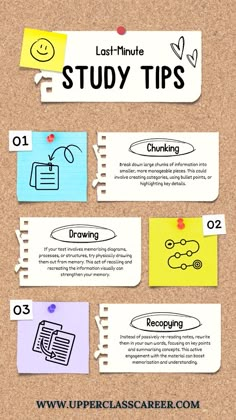 sticky notes with the words study tips on them