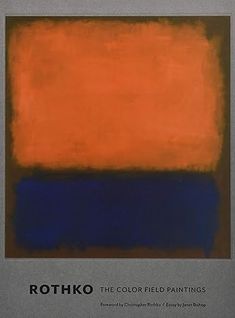 an orange and blue painting with the words rotko on it's bottom corner