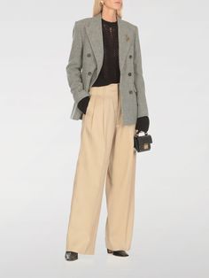 Pants GOLDEN GOOSE Woman color Beige Pants For Woman, Metal Star, Beige Pants, Golden Goose Deluxe Brand, Italian Fashion Designers, Wool Pants, Golden Goose, Pants Straight, Wool Fabric