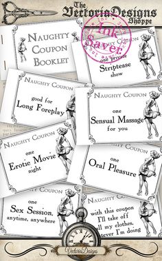 six different labels with the names of various women in lingery clothes and stockings on them