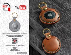 two leather key fobs are shown on a wooden table with the text, you tube