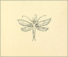 a drawing of a dragonfly with wings spread