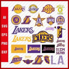 NBA Los Angeles Lakers SVG Cut Files Basketball Clipart Bundle Los Angeles Lakers Logo, Lakers Logo, Lakers Basketball