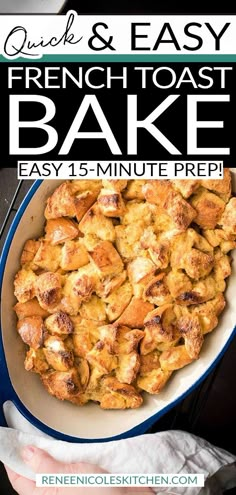 french toast bake in a pan with text overlay