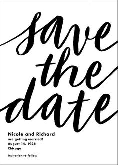 This card makes an impression, with "save the date" printed in a bold script that covers much of its face. Designed by Paperless Post.

Printed on Mohawk superfine white 130 lb. card stock that is soft to the touch and matches our superfine white envelopes. Paper is FSC certified and made using wind power.

Corresponding Save The Date Digital, Paperless Post, Save The Date Card, Paper Source, Wind Power, Wedding Pinterest, Save The Date Cards, Event Planning, Save The Date