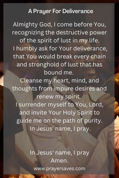 an image with the words prayer for deliverance