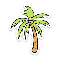 a green palm tree sticker on a white background