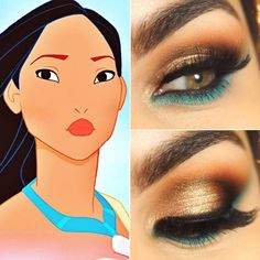 Pocahontas Makeup, Disney Eye Makeup, Disney Inspired Makeup, Disney Princess Makeup, Disney Eyes, Princess Makeup, Disney Makeup, Character Makeup