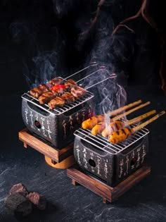 japanese #foodphotogrpahy #yakitori darkfoodphotography Yakitori Photography, Yakitori Grill, Robata Grill, Bbq Shop, Food Photography Composition, Mini Grill, Bar Shed, Brunch Restaurants, Food Photoshoot