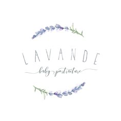 the logo for lavender baby boutique, with watercolor flowers and greenery around it