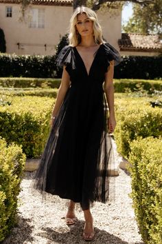 Annabella Tulle Dress | Black Midi Tulle Black Dress, British Bridesmaid Dresses, Wedding Guest Dress Curvy Fall, January Wedding Dress Guest, One Shoulder Black Dress Formal, Welcome Party Guest Outfit, Elegant Floor Length Black Dress, Black Bridesmaid Dress Long Sleeve, Black Tie Gala Dress Plus Size