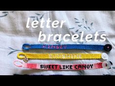 three lanyards with the words letter bracelets written on them