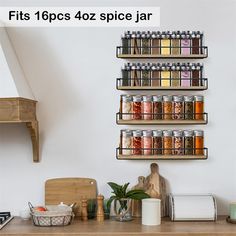 YOUR SPICE ORGANIZING SOLUTION. Ultimate Hostess Spice Rack Organizer lets you arrange your spice bottles for a neat and beautiful kitchen. With 4 racks and a set of screws and hooks, this wall mounted spice rack is every organizer's dream! Mounted Spice Rack, Spice Rack Wall, Wall Mounted Spice Rack, Spice Rack Organiser, Small Food, Spice Bottles, Spice Racks, Spice Jar, Spice Organization