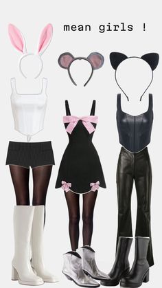 three women wearing bunny ears and black tights