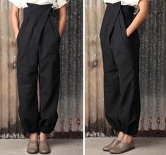 Awesome Pieces Three-Dimensional Cut Pants High Waist Trousers Wide Le – Ofelya Boutique Carrot Pants, Trousers Wide Leg, Monochromatic Fashion, Churidar Designs, Tailored Clothes, High Waist Trousers, Simple Sewing, Orient Express, Clothing Details