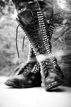 (eBay) Find many great new & used options and get the best deals for New Custom Men Gothic Punk Rock Silver Studded High Boots, Men studded boots at the best online prices at eBay! Free shipping for many products! Free People Boots, Studs And Spikes, Bohol, I'm With The Band, Studded Boots, Walk This Way, Dieselpunk, Crazy Shoes