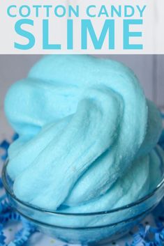 cotton candy slime in a glass bowl