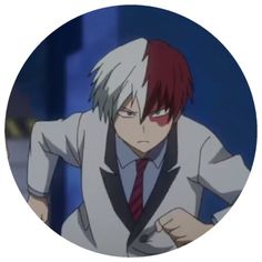 an anime character wearing a suit and tie with his hands on his hips looking down