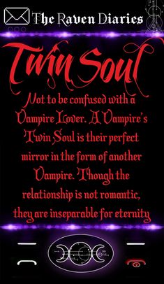 an image of a poster with the words twin soul in red and purple lettering on it