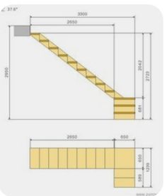 an image of a stair case with measurements