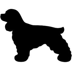 a black and white silhouette of a poodle dog with its head tilted to the side