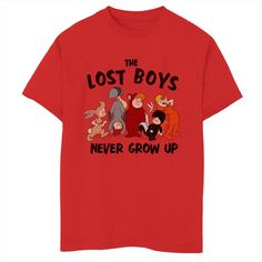 Your fly guy will love his look in this Disney's Peter Pan boys' The Lost Boys Never Grow Up Graphic Tee. © Disney Your fly guy will love his look in this Disney's Peter Pan boys' The Lost Boys Never Grow Up Graphic Tee. © Disney Crewneck Short sleevesFABRIC & CARE Cotton Machine wash Imported Size: X Small. Color: Red. Gender: male. Age Group: kids. Material: Cotton Blend. Hook Peter Pan, Captain Hook Peter Pan, Peter Pan Wendy, Disney Crewneck, The Lost Boys, Fly Guy, Never Grow Up, Lost Boys, Kid Tees