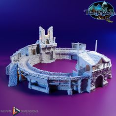 a model of a castle made out of paper on a purple background with the words tarri bridges written below it