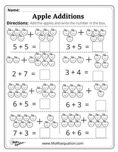 an apple addition worksheet for kids