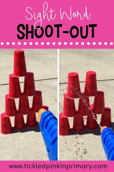 the sight word shoot - out game is an easy way to practice sight words with kids