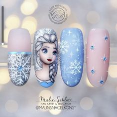 Elsa Nails Designs, Elsa Nails Frozen, Elsa Nail Art, Frozen Inspired Nails, Frozen Nail Designs, Elsa Nails, Disney Frozen Nails, Mega Base