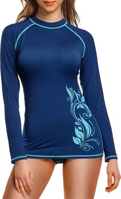 PRICES MAY VARY. TSLA Original Rashguard Series designed specifically for water sports and surfing. Washing Tip : Wash separately before wearing. [Materials] Mix of Polyester & Spandex fabric is excellent stretchable. [Sun Protection] Durable high-density fabric protects against rashes, abrasions, and harmful UV Rays. (UPF50+) [Flatlock Seams] Flatlock seams with minimum stitch allow a smooth silhouette and comfortable fit. [Board Short Connector] It can be secured to prevent the boardshorts fro Surf Long Sleeve Shirts, Crew Neck Swimwear With Upf 50+, Upf 50+ Crew Neck Swimwear, Summer Beach Rash Guard With Crew Neck, Summer Beach Crew Neck Rash Guard, Long Sleeve Beachwear Swimwear For Outdoors, Casual Crew Neck Swimwear For Swimming, Long Sleeve Beachwear For Outdoor, Blue Rash Guard With Upf 50+ For Beach