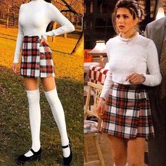 Rachel Green Outfits, Socks Outfit, 90’s Outfits, Movie Inspired Outfits, 90s Inspired Outfits, Ironman Triathlon, Clueless Outfits, Stylish Winter Outfits, Tv Show Outfits