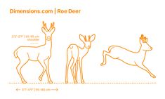 an orange line drawing of three deer standing next to each other