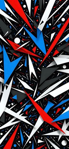 an abstract background with red, white and blue shapes