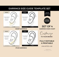 earring size guide template set 4