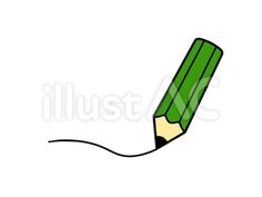 a green pencil with a long end sticking out of it's tip, on a white background