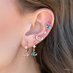 GIRLS CREW JEWELRY (@shopgirlscrew) • Fotos y vídeos de Instagram Silly Earrings, Types Of Ear Piercings, Earring Stack, Stitch Earrings, Be Our Guest