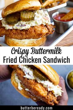 crispy buttermilk fried chicken sandwich with pickles