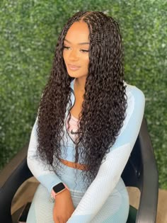 Bohemian Knotless With Human Hair, Bohemian Knotless Braids Medium Length, Braid Styles With Human Hair, Box Braids With Wet And Wavy Hair, Braids With Human Hair Individual, 42 Inch Braids, Bora Bora Bohemian Braids, Boho Medium Braids, Human Hair Curly Braids