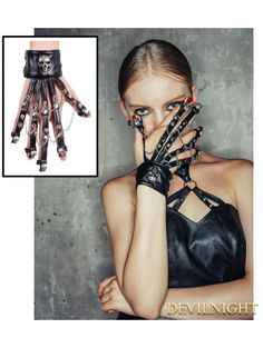 Black Gothic Punk Skeleton Wrist Strap - Devilnight.co.uk Rock Punk Style, Punk Skeleton, Gothic Bracelet, Punk Skull, Solid Jumpsuit, Gothic Necklace, Gothic Punk