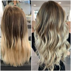 Makeover: Dramatic Line Of Demarcation To Perfect Melt - Color - Modern Salon Line Of Demarcation Hair, Color Melt Brunette To Blonde, Root Stretch Hair Blonde, Blonde Root Melt, Blonde Back, Color Melting Hair, Shadow Roots, Root Melt