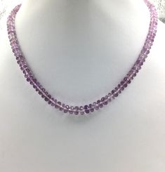 Natural Amethyst Faceted Beads Gemstone Necklace Weight: 118.65 Carats Size: 5 To 8 MM Strands: 1 Length: 18 Inches Shape: Beads S H I P P I N G & R E T U R N P O L I C Y We offer FREE SHIPPING Worldwide. For Express Delivery Upgrade, Choose the Option on the checkout page. Return Policy: We accept RETURN & EXCHANGE Beaded Amethyst Rondelle Jewelry, Amethyst Briolette Necklace With Faceted Beads, Round Amethyst Stone Necklace, Lavender Round Bead Crystal Necklaces, Lavender Crystal Necklaces With Round Beads, Single Strand Amethyst Bead Jewelry, Single Strand Amethyst Beaded Jewelry, Lavender Round Jewelry With Faceted Beads, Single Strand Amethyst Beaded Necklace For Jewelry Making