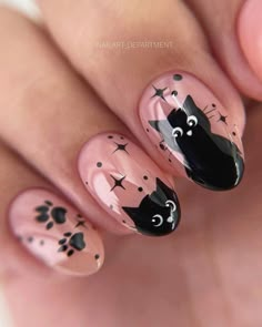 Iconic Nails, Geeky Nails, Kitty Nails, Halloween Nails Easy, Animal Nails