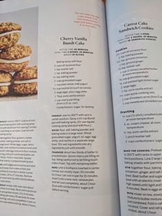 an open recipe book with cookies on it