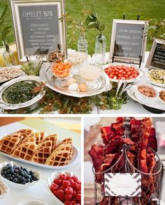 several different pictures of food and drinks on display