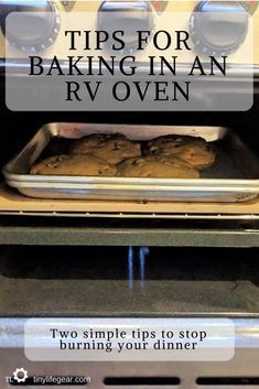 baking in an oven with the words tips for baking in an rv oven