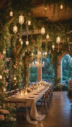 - https://howcandothis.com/weddingideas/197794/ Big Wedding Aesthetic, Fairy Wedding Venue Aesthetic, Fairyland Wedding Decor, Wedding Venue Lanterns, Hanging Lights Wedding Outdoor, Wedding Venue Flowers Hanging, Wedding Venues Greenery, Floral Fairy Wedding, Forest Weddings Enchanted