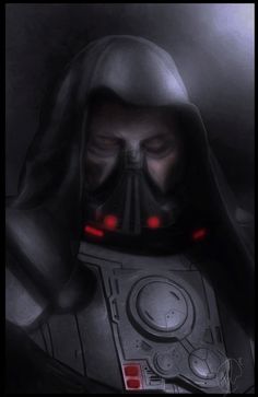 darth vader in the dark with red eyes