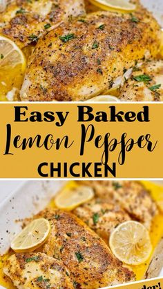 easy baked lemon pepper chicken in a pan